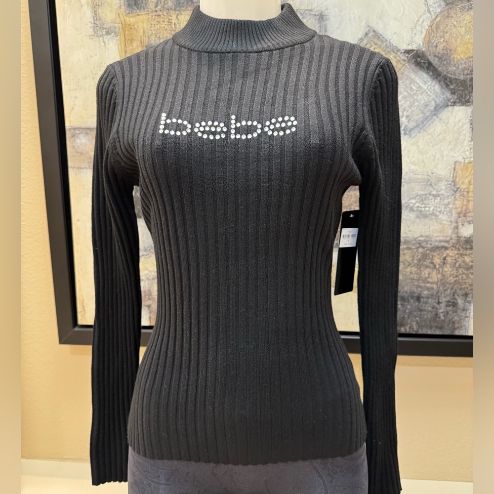Bebe logo sweather Women Rhinestone, color( Black). New with tags. Size Small